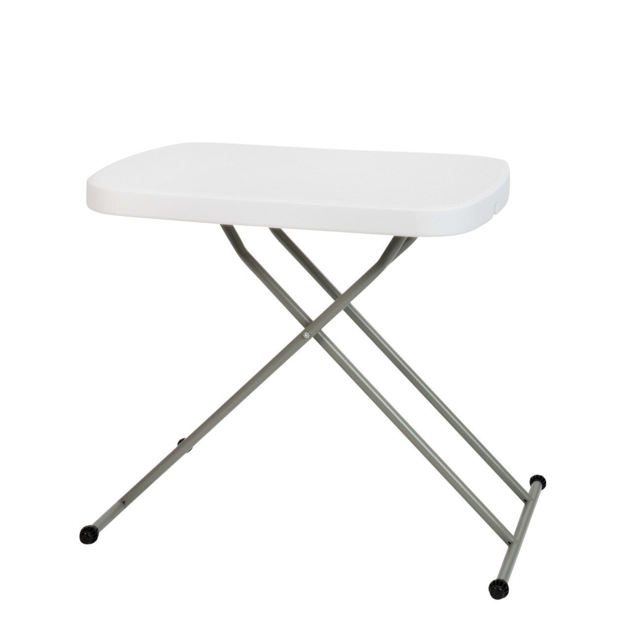 Emma and Oliver Height Adjustable Plastic Folding TV Tray/Laptop Table in Granite White